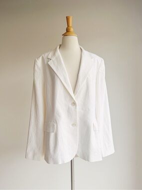 Lauren Ralph Lauren White Linen Blazer Jacket Tailored Size 16